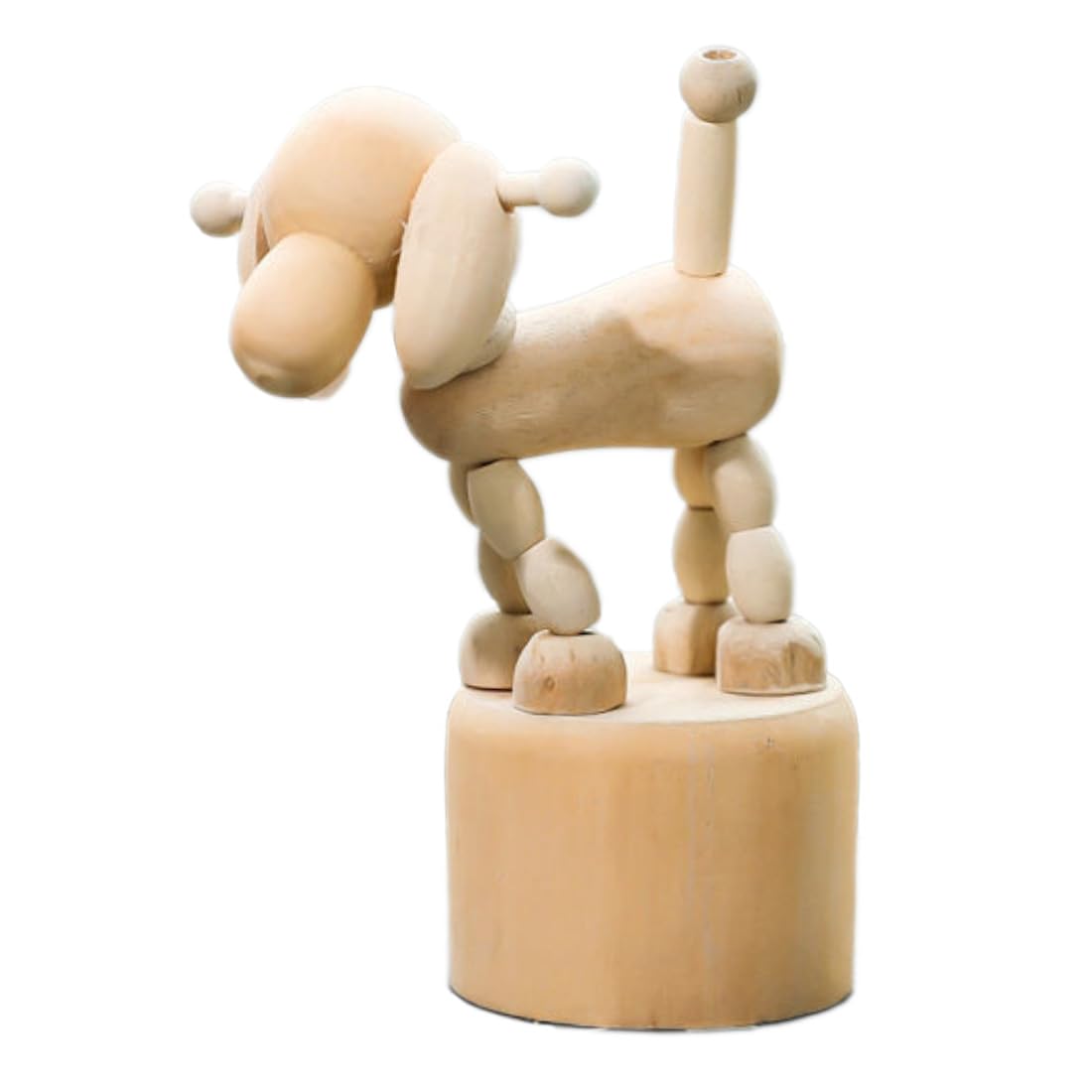 Wooden Push Up Animal Finger Puppets Toy - Wood Desk Ornaments Artwork Sculptures for Home Office Decoration (Dog)