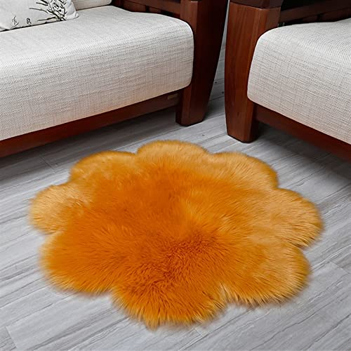 Reyox Blumenform Shaggy Teppich Hochflor Langflor Teppich Hochwertig Hohe Fadendichte Wasser Absorbierend Badezimmerteppich Kunstfell Schaffell 60x60cm Braun Cover