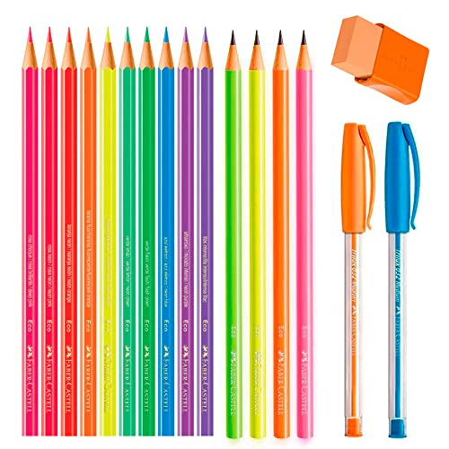 Kit Neon Colors para presente, Faber-Castell, KIT/NEON, Edição Limitada, 17 peças