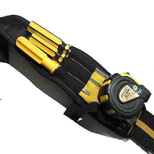 Image of MELOTOUGH Tool Belt Suspenders with Foam Pads Phone Holder Key Chain | Breathable Padded Foam, Ease Tool-Belt Strain, Yellow Color, Adjustable Strap, Ideal For Construction Work, Carpenters Rig
