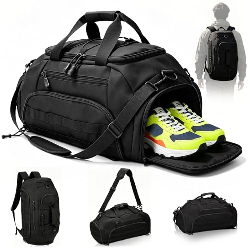 Bolsa de Viagem 3 em 1 Multifuncional e Mochila Tática Impermeável com Compartimento para Sapatos, Para Academia, Esportes e Camping