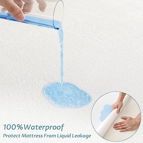 California King Size Waterproof Mattress Protector Fitted Terry Mattress Pad Cover with Deep Pocket Up to 18''