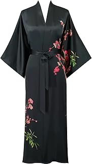 Women's Classic 100% Silk Kimono Robe, Bathrobe—Printed Pattern - Buy now