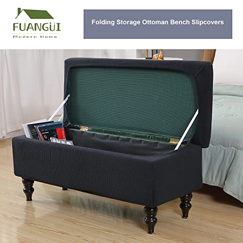 Image of FUANGUI Ottoman Cover Stretch Storage Ottoman Bench Slipcover Printed Folding Storage Bench Ottoman Cover Footrest Stool Slipcover Footstool Protector Cover with Elastic Bottom,Medium
