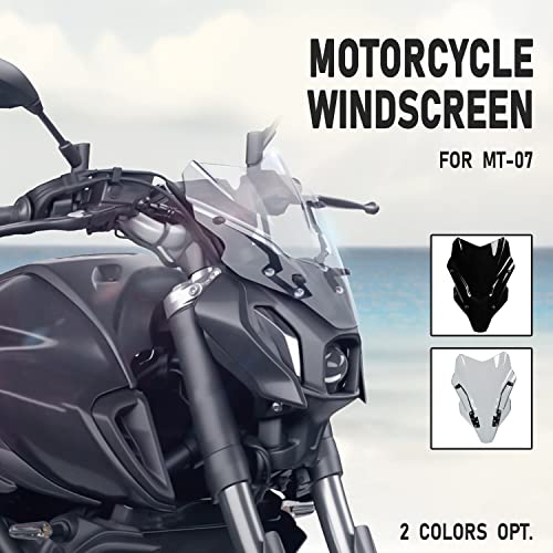 Motorcycle Windscreen Windshield Flyscreen Wind Screen Deflector Cover Pare-brise Protector w/Bracket Front Fairing for Ya.maha MT07 FZ07 MT FZ 07 MT-07 FZ-07 Accessories 2021 2022 2023 (Smoke)