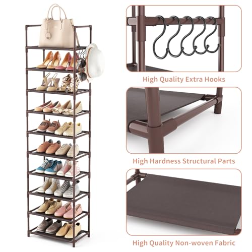 image for LANTEFUL 10 Tiers Tall Shoe Rack 20-25 Pairs Boots Organizer Storage S
