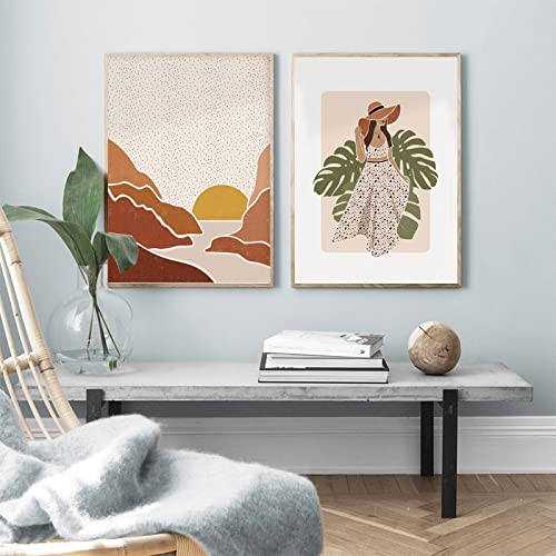 Art géométrique feuille plante affiche abstraite pour rafraîchir un mur