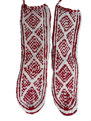 One World is Enough Chaussons chaussettes afghanes authentiques – Couleurs chaudes – Tricotées à la main en Afghanistan – Commerce équitable (système de taille de chaussures britannique, adulte, homme