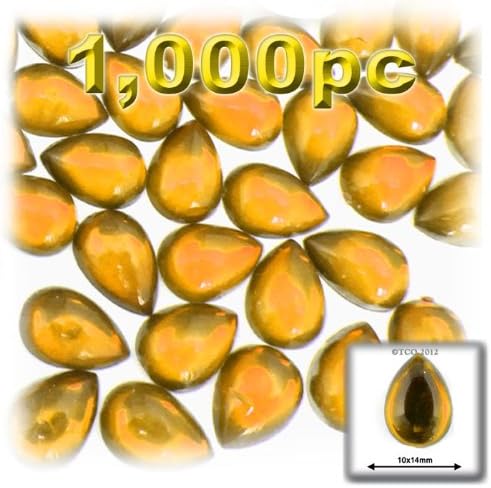 The Crafts Outlet 1000-Piece Acrylic Flatback Cabochons Teardrop Beads, 10 by 14mm, Emerald Green