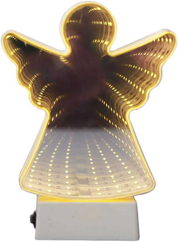 Home Study Desk Light Decorative Creative Double Side LED Angle Shape Infinity Light 3D Mirror Surface Tunnel Lamp Desktop Ornament without Batteries for Decoration
