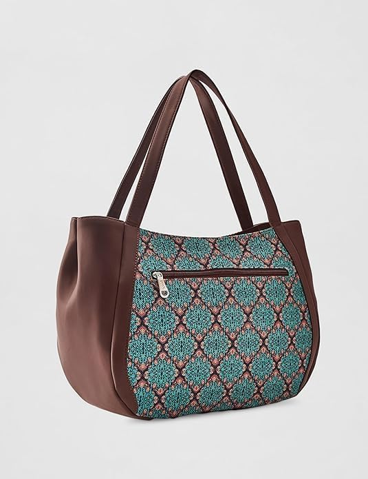 Women’s Jute & Vegan Leather Tote Bag – Handcrafted Shoulder Handbag, Spacious Carryall Work Bag for Office, Travel & Daily Use