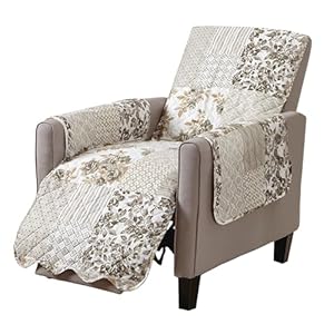 Great Bay Home Patchwork Scalloped Printed Furniture Protector Stain Resistant Recliner Cover (Recliner, Taupe)