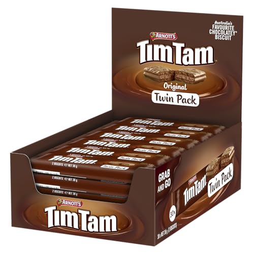 Tim Tam Original Chocolate Biscuits Twin Pack 36g Individually Wrapped Snack Size Cookies Ideal for Lunchboxes & Sharing - Bulk Pack 30 x 36g