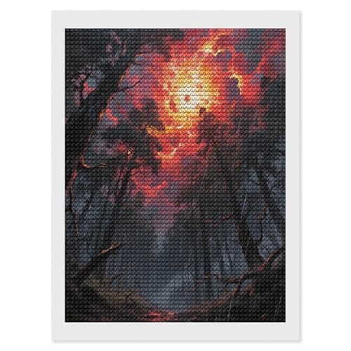 Pintura de diamantes para adultos VstaDank, cuadro de galaxia y bosque en relieve