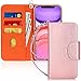 FYY Case for iPhone 11 6.1", [Kickstand Feature] Luxury PU Leather Wallet Case Flip Folio Cover with [Card Slots] and [Note Pockets] for Apple iPhone 11 6.1 inch Rose Gold