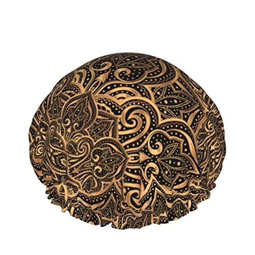 Luxury Floral Reusable Double Waterproof Shower Cap & Bath Cap,Lined,Waterproof Shower Caps Large Designed For All Hair Lengths With Peva Lining & Elastic Band Stretch Hem Hair Hat For Women #TOP1