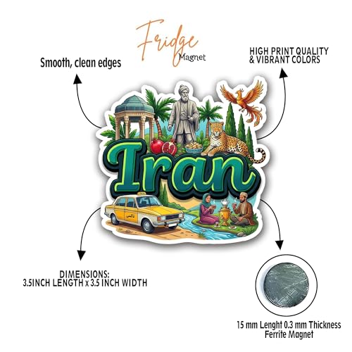Image of Iran Fridge Magnet - Premium Engineered Wood Souvenir, HD Print, Precision Laser Cut, Glossy Travel Decor, Gift for Home, Office & Travelers