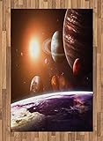 ABAKUHAUS Galaxia Alfombra de Área, Sistema Solar Opinión del Espacio De, Tejido Durable Decoración para Cualquier Ambiente, 120 x 180 cm, Magenta Naranja
