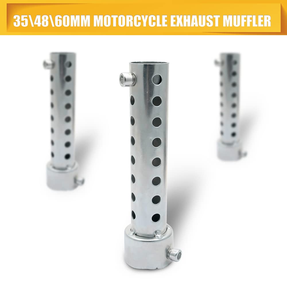 Baceyong 2 szt. 35 mm uniwersalne rury wydechowe do motocykla, zdejmowany tłumik wydechowy motocyklowy, srebrny