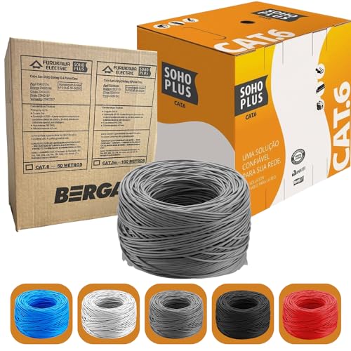 50 Metros De Cabo Rede Cat6 SohoPlus Furukawa 100% Cobre COR:CINZ...