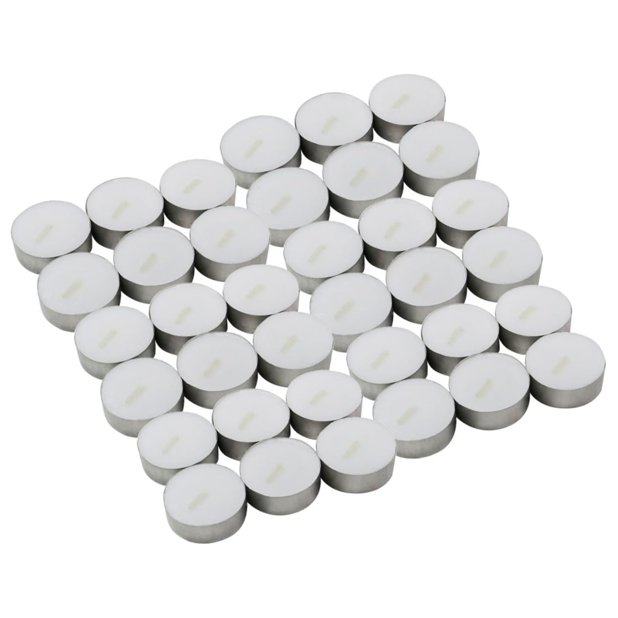 Velas de Té Redondas sin Humo Base de Aluminio 100 Unidades, Color Claro, de Larga Duración, Hogar y Salón de Té
