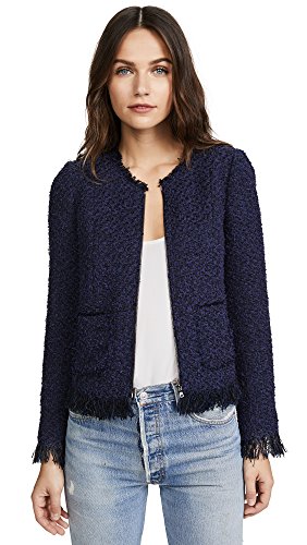 Rebecca Taylor Women's Fringe Tweed Jacket, Black/deep Violet, 6