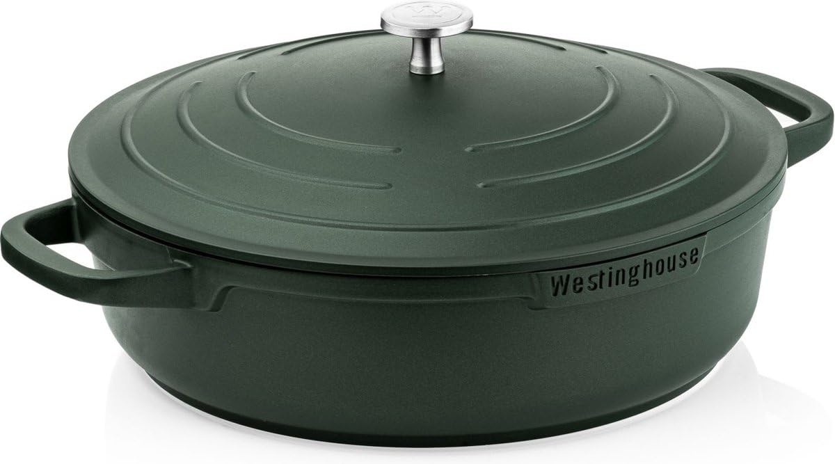 Westinghouse Performance Series 32 cm Green Casserole Sauté Pan with Lid & Handle Holder | Non-Stick, Induction & Oven Safe, Dishwasher Friendly | Heavy-Duty Aluminum Cookware for All Hobs 4