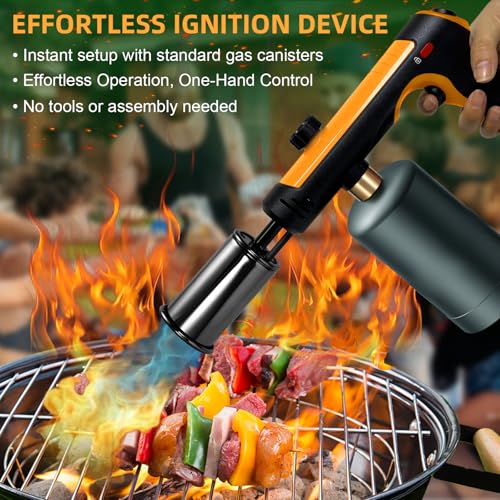Image of Powerful Propane Torch with One-Touch Max Fire, Adjustable Kitchen Torch with Safety Lock, Flamethrower, Blow Torch Gun for Grill, BBQ, Sous Vide, Campfire Starter (Tank Not Included)