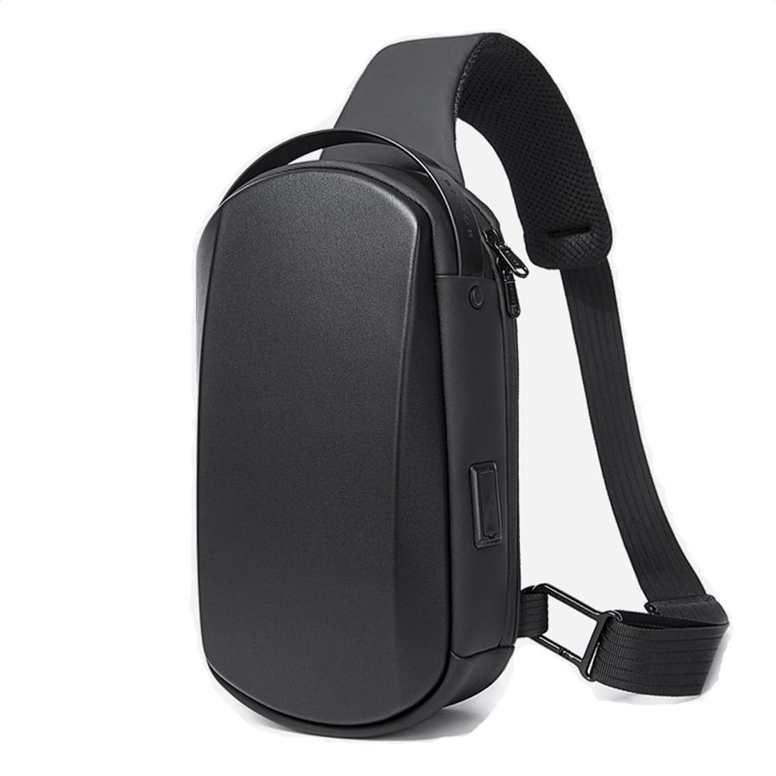 Red Lemon BANGE Water Resistant TPU Unisex Travel Crossbody Sling Bag Chest Pack with USB charging (Black)