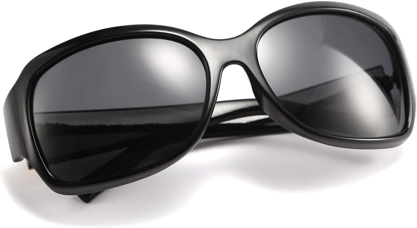 Polarized Oversized Sunglasses for Women Men, Classic Rectangle Wrap Around Large Frame UV400 Protection B2504