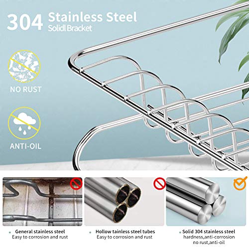 Drizom Dish Rack - Fingerprint-Proof 304 Stainless Steel Pot Dish Drying Rack For Kitchen Counter, Fully Customizable Cutlery Rack, Cups Holder And Cutting Board Rack - Dish Drainer For Large Capacity #TOP3