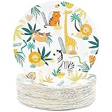 Blue Panda Jungle Safari Animals Party Paper Plates (9 in, 80 Pack)