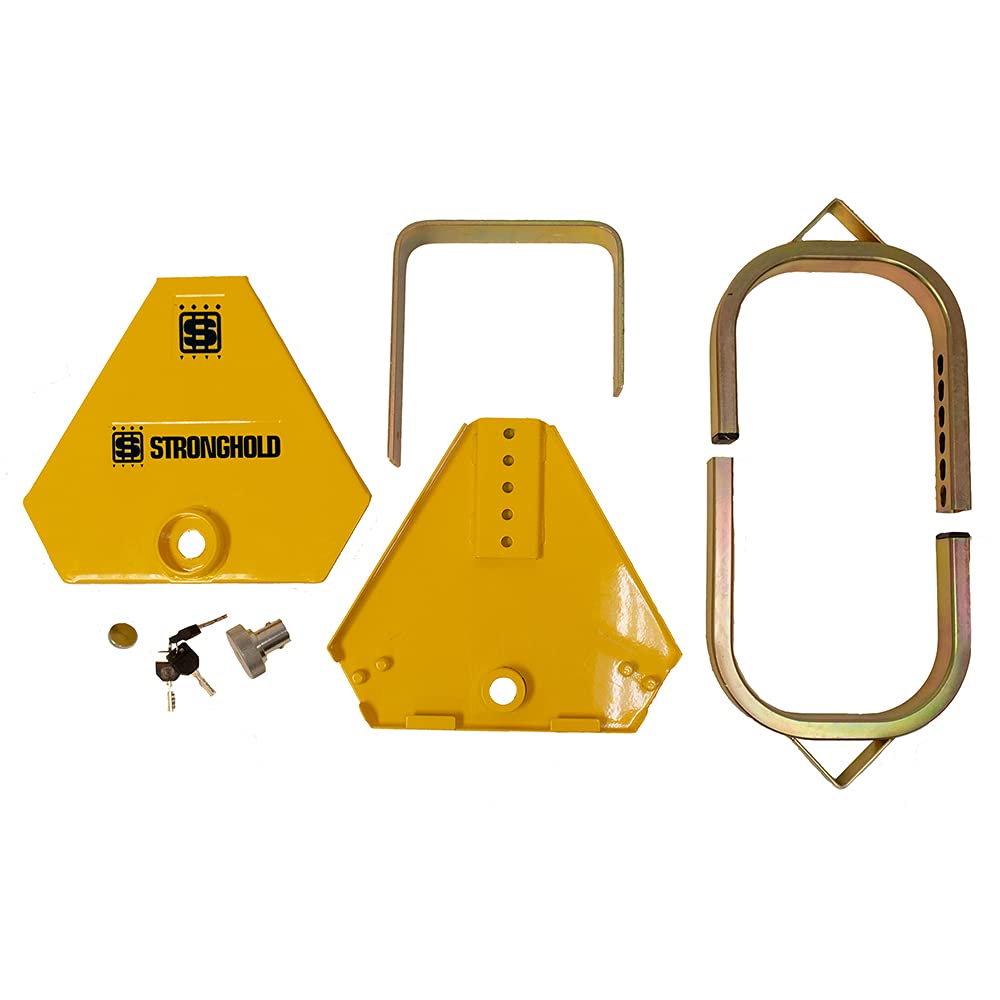 Stronghold Apex Sabot de roue triangulaire 30,5 cm – 33 cm pour caravanes, remorques, box à chevaux, camionnettes et camping-cars Largeur des pneus jusqu'à 165 mm Diamètre 504 mm – 704 mm Vendu Secure