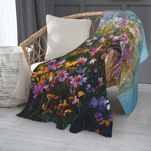Couverture flanelle fleurs sauvages légère contre les nuits fraîches microfibre - 7