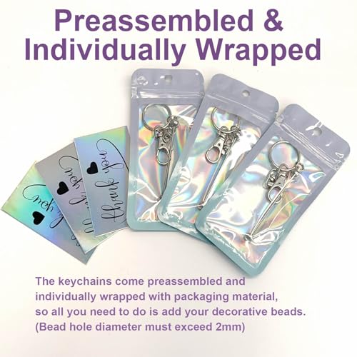 Image of 42 /84 /126 Pcs Beadable Keychain Bars Bulk Blank DIY Beaded Keychain Making Supplies with Bag Thank You Card