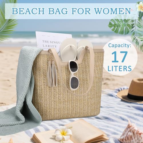 Bolso Tote de Playa Tejido para Mujer miniatura 3