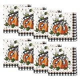 Horaldaily Servilletas de tela de otoño de 45,7 x 45,7 cm, diseño de cosecha de otoño de Acción de Gracias, calabaza, fiesta, cena, decoración lavable, juego de 8