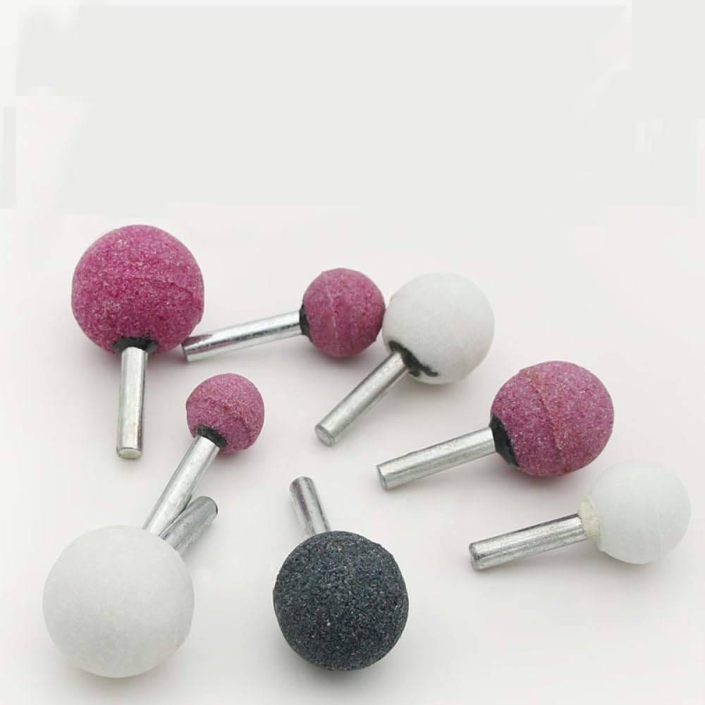 10 punte per smerigliatura a sfera, 6 mm x 25 mm, con testa a mola, in corindone marrone, per levigatura fai da te in ceramica, pietra, metallo, fai da te (nero)