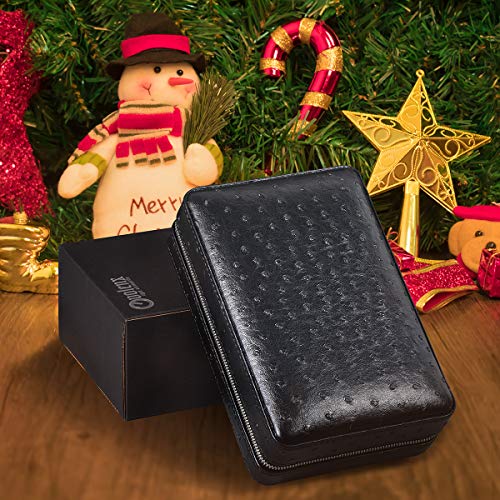 Volenx Portable Travel Leather Cigar Case, Cigar Humidor with Cigar Cutter and Humidifier for 4 Cigars