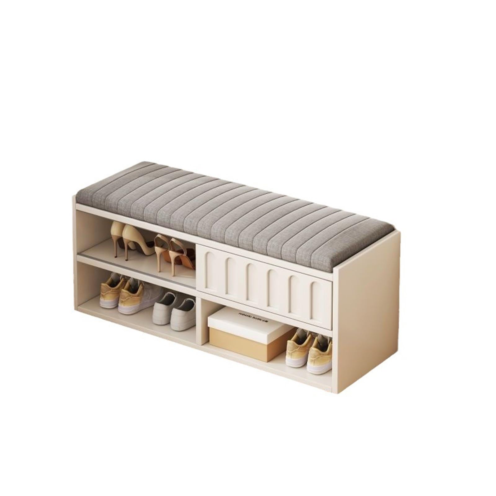 MYUYEE Shoe Bench Entryway- Entryway Shoe Bench, Shoe Storage Bench With Metal Feet And Cushions & Soft Cushion, Shoe Rack Bench For Hallway, Bedroom(100Cm)