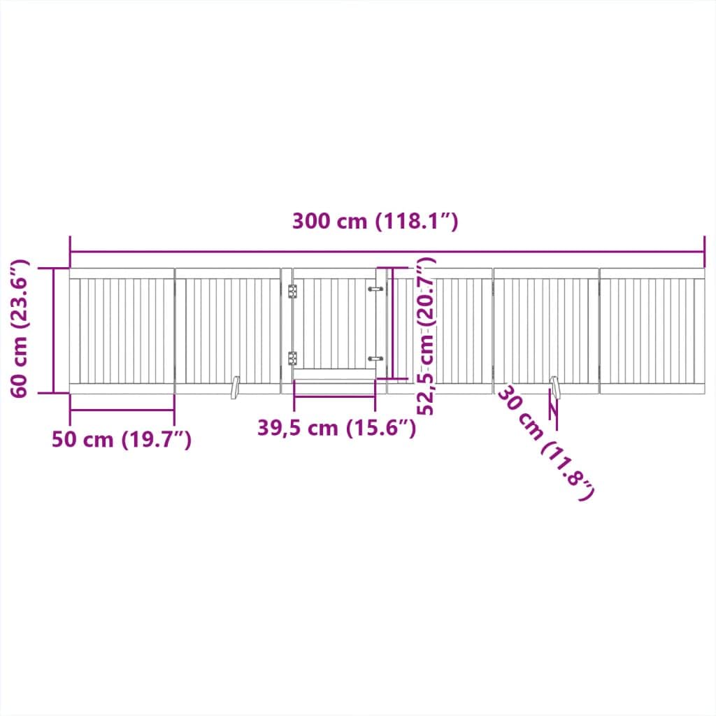 vidaXL Puerta para Perros Plegable 6 Paneles Madera álamo Negra 300 cm, Puerta para Mascotas, Puerta de Seguridad para Perros, Puerta para Perros de Seguridad