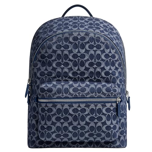 Coach Men's Charter Backpack in Signature Denim, Deep Blue, One Size
