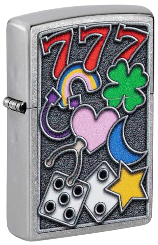 Image of Zippo All Luck Design Street Chrome, Pocket Fuel Windproof Premium Lighter (BIS Certifed)