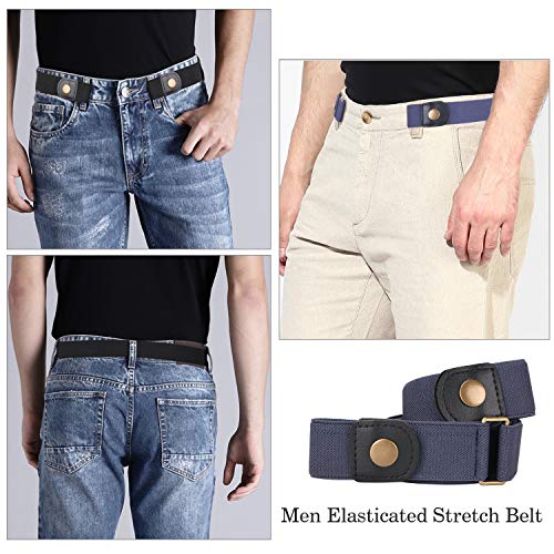 Image of No Buckle Invisible Elastic Stretch Belt for Men /Women Fits waist 24-50in (01 2Pack Black&Blue, Fits waist size 36 inch-50 inch)