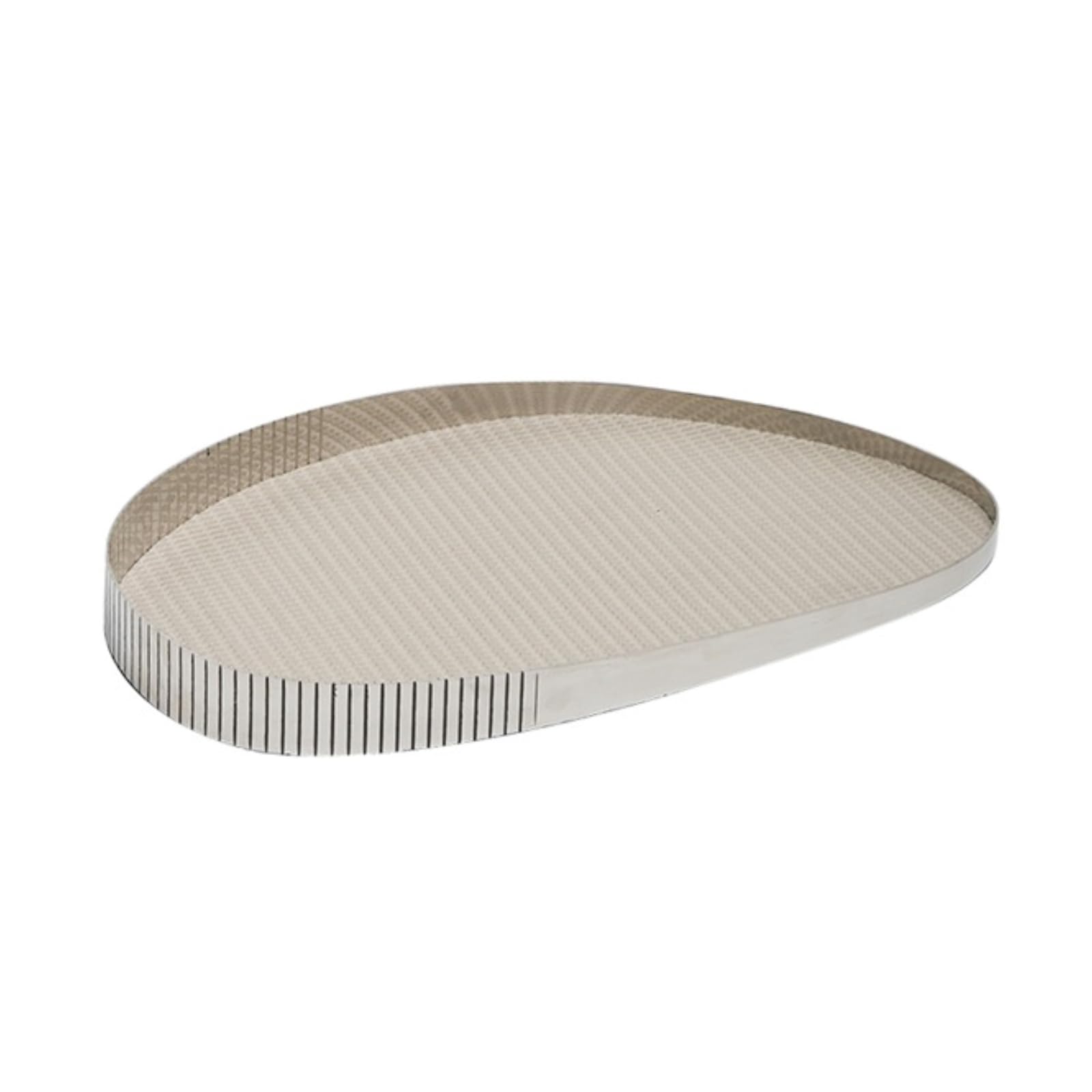 Vassoio con Superficie a Specchio Vassoio Ovale Vassoio da Esposizione Vassoio Porta Oggetti in Acciaio Inox con Bordo, Inox Con Pelle Verde, Grande 45,5 X 24 X 2 Cm