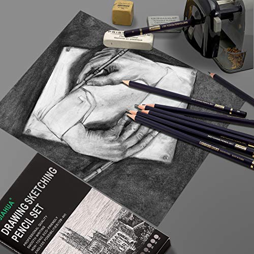 Mujinhua Professional Drawing Sketching Pencil Set - 15 Pieces,Graphite,(12B - 4H), Ideal For Drawing Art, Sketching, Shading, Artist Pencils For Beginners & Pro Artists #TOP7