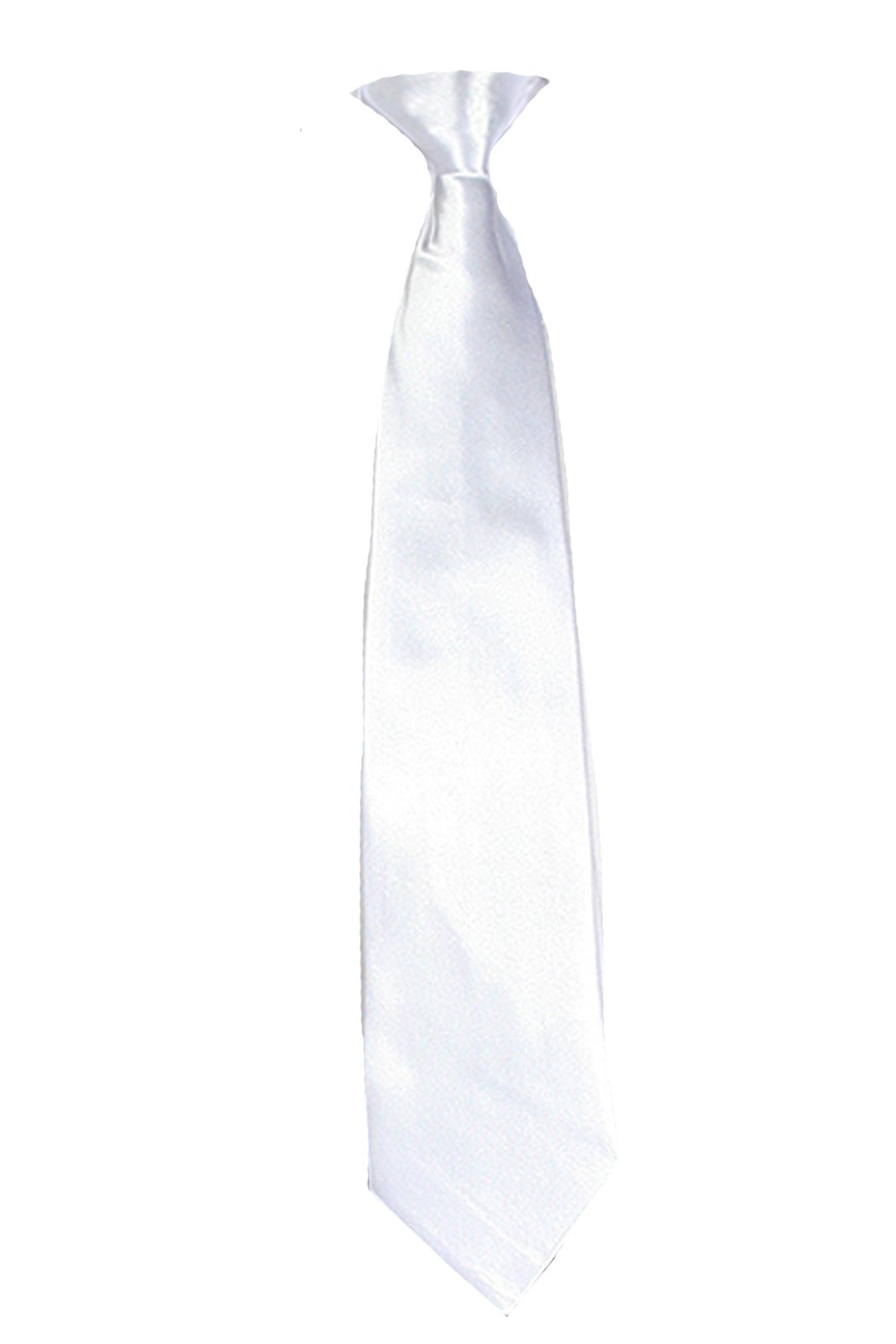 Classic Gift Wedding Tuxedo Suits Color Satin Clip-on Necktie from Boy Baby Toddler Teen (L (8-14), White)