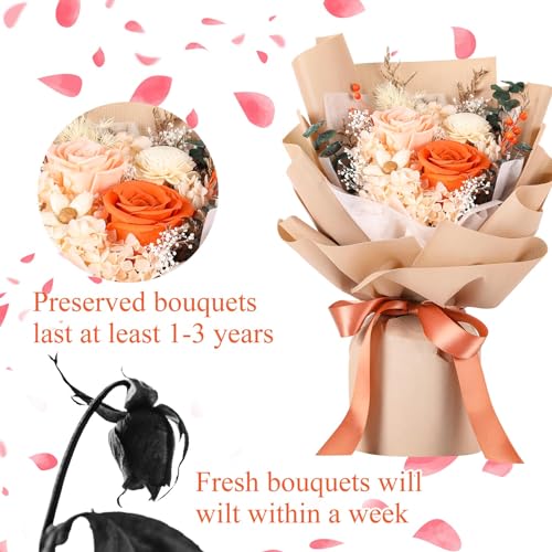 Jtoder Forever Flowers for Delivery, Preserved Flower Bouquets, Long Lasting Pink Roses, Gifts Bouquet for Mother Wife Girlfriend on Festivals Birthday Anniversary - Thumbnail 7