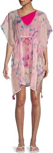 KARL LAGERFELD Women's Tye Dye Cover Up Scarf, Fuchsia, One Size
