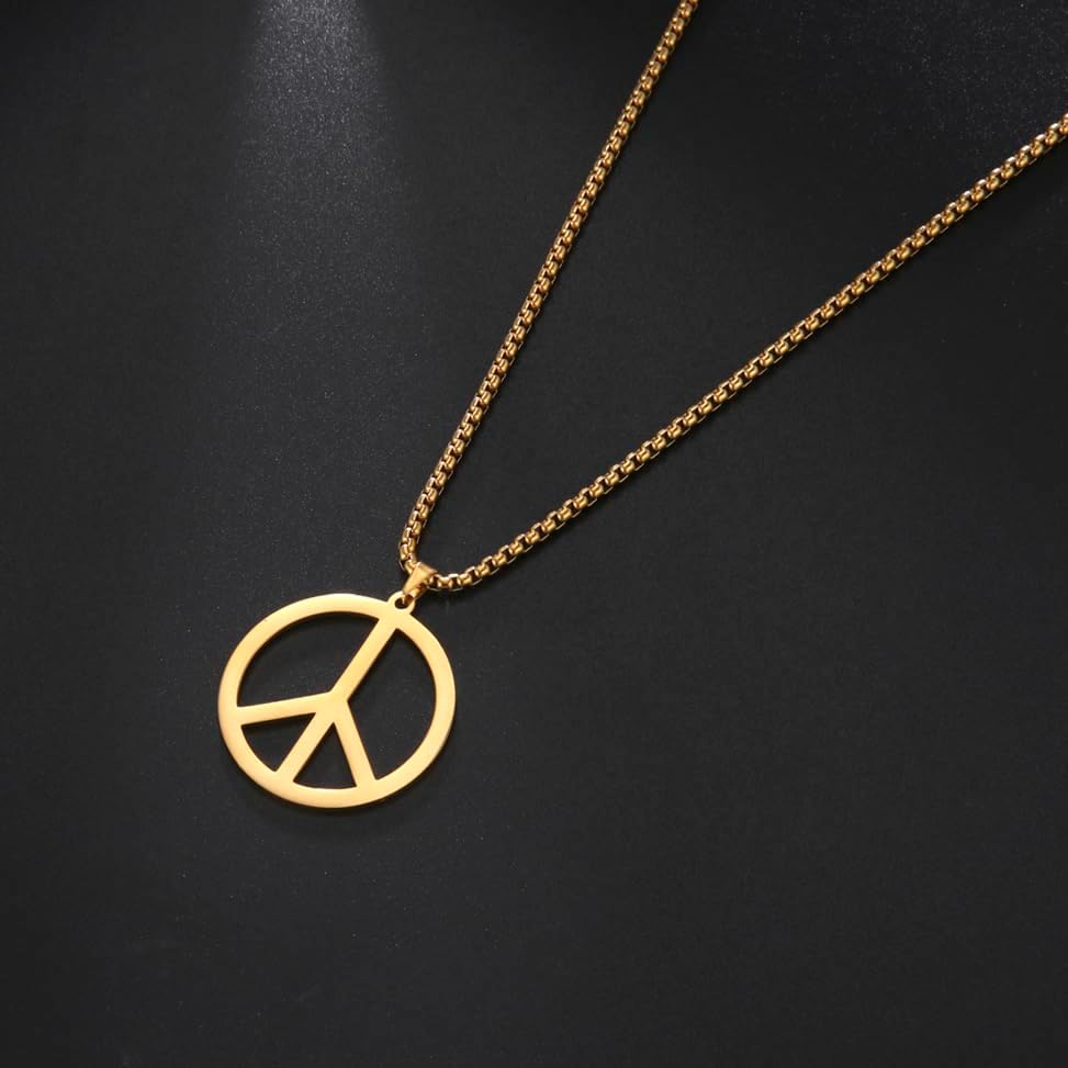 UNIFT Peace Necklace for Men Women Stainless Steel Hippie Style Peace Sign Necklace 1960s 1970s Peace Symbol Jewelry Hippie Party Accessories - Image 4